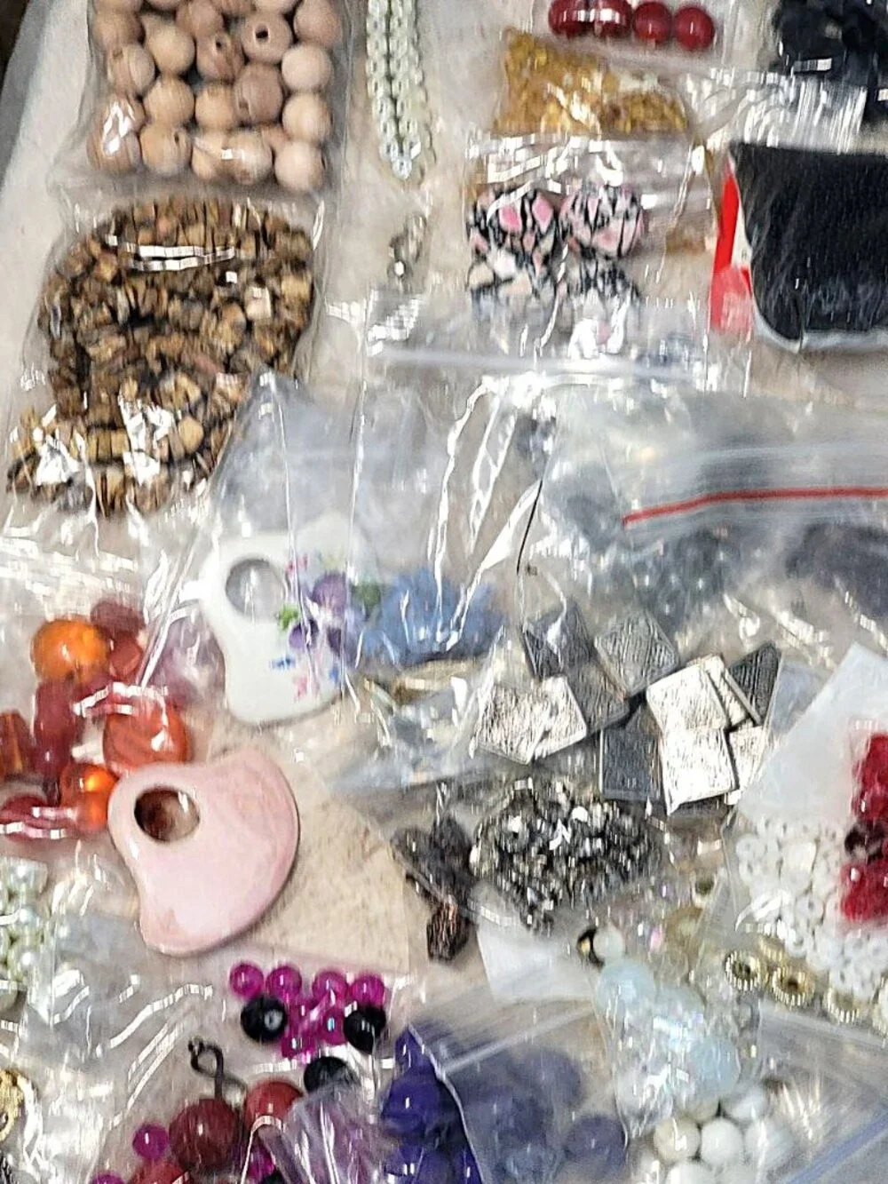 HUGE 4.5lb Destash Lot Jewelry Making Beads Findings Cabachons Various Mats #L